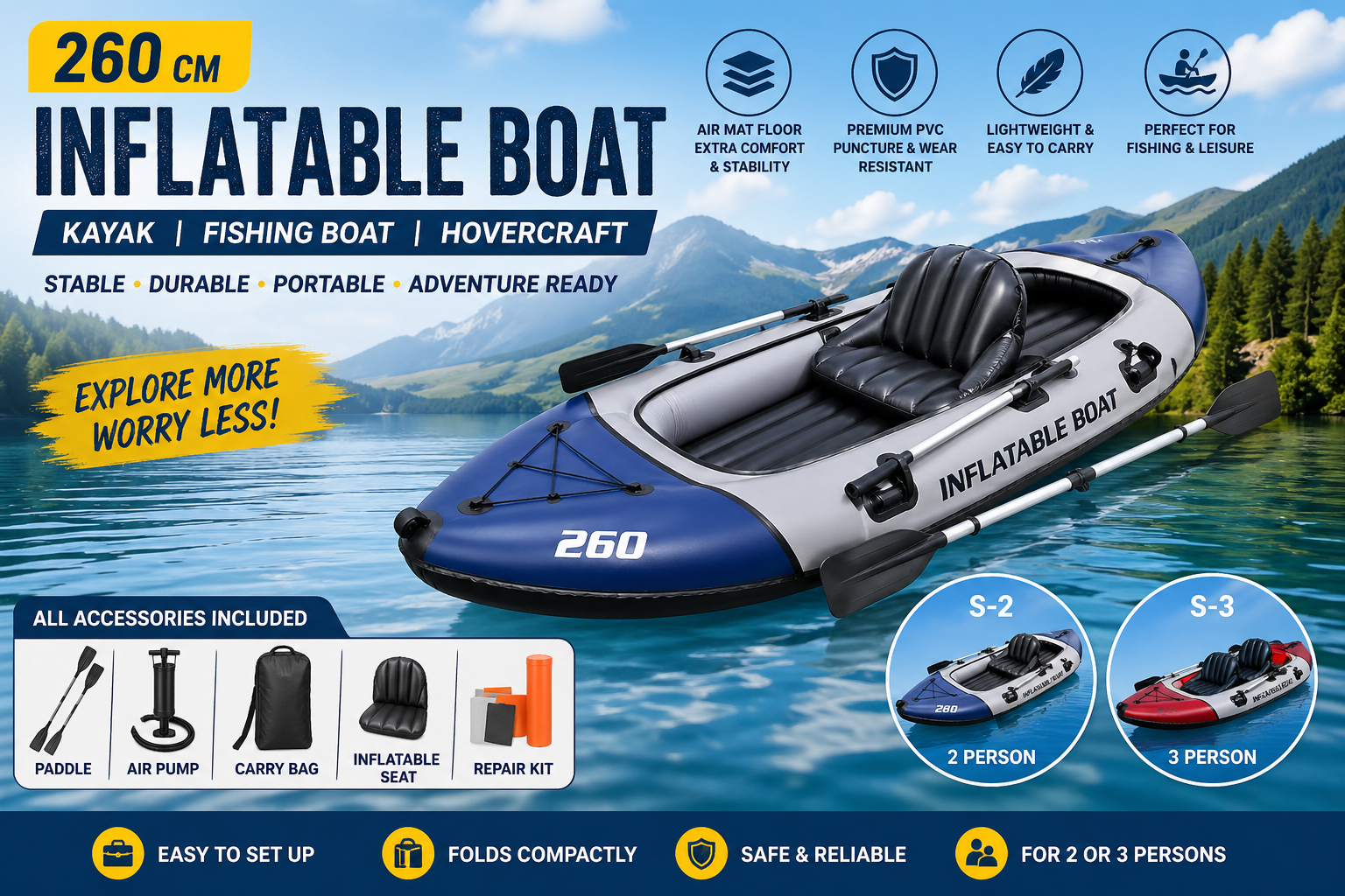 inflatable boat 260 cm white