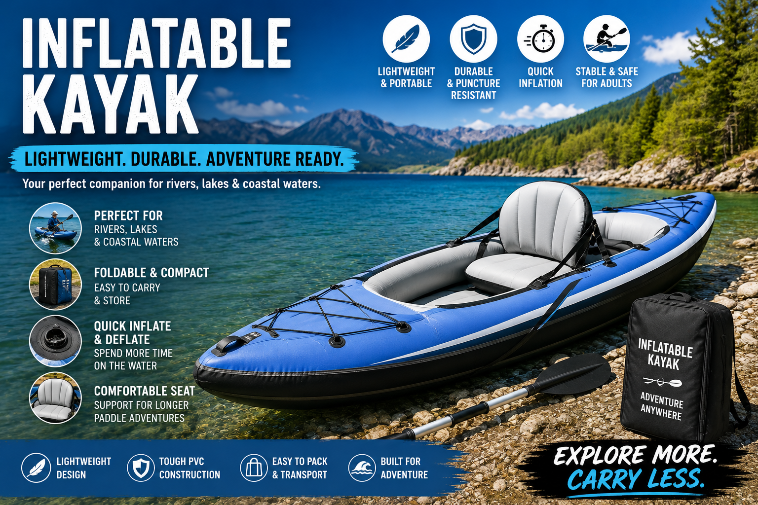 Foldable Kayak, Blow Up Kayak, Kayaks for Adults