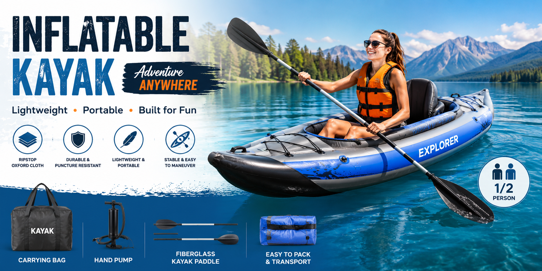 Best Lightweight, Portable & Adventure Inflatable Kayak