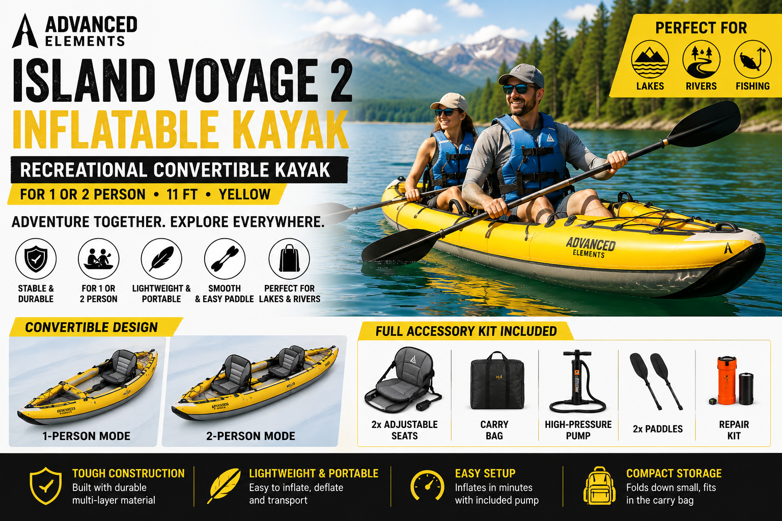 Best Advanced Elements Island Voyage 2 Inflatable Kayak Review