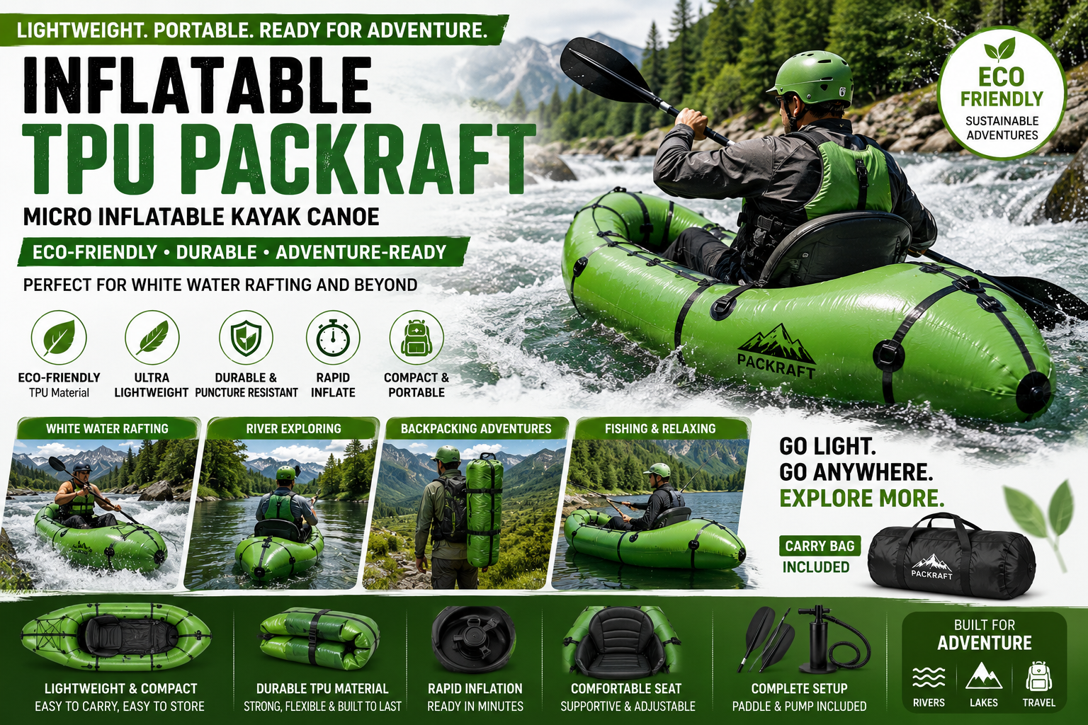 Best Inflatable Lightweight TPU PackRaft for Beginers