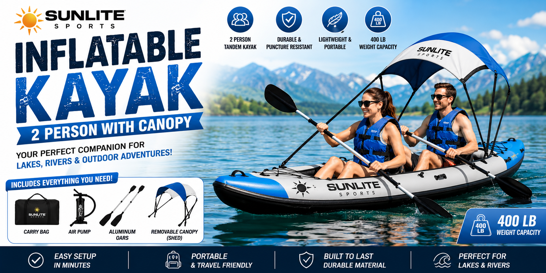 Best Sunlite Sports Inflatable Kayak 2 Person