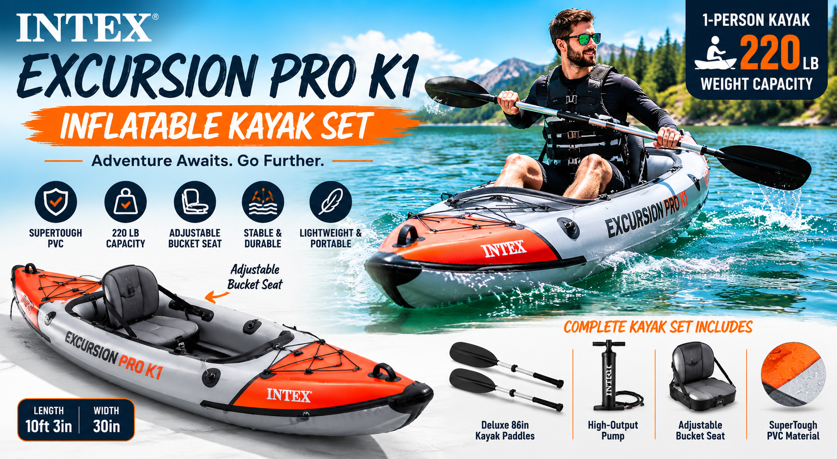 Best INTEX Excursion Pro K1 Inflatable Kayak Review