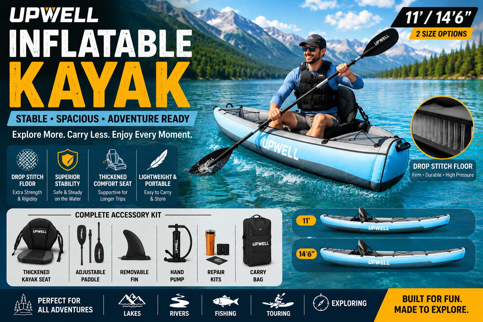 Best UPWELL Inflatable Kayak for Lakes and Rivers
